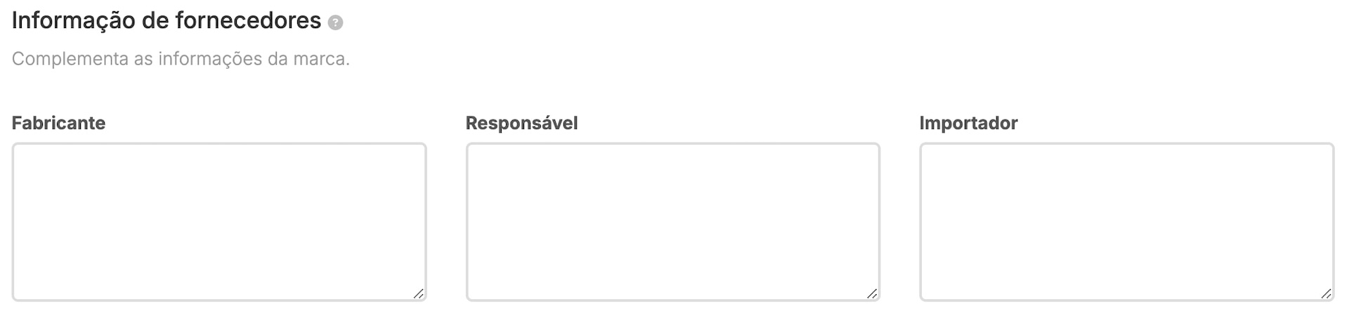 instruções informação de fornecedores: Fabricante , responsável e importador