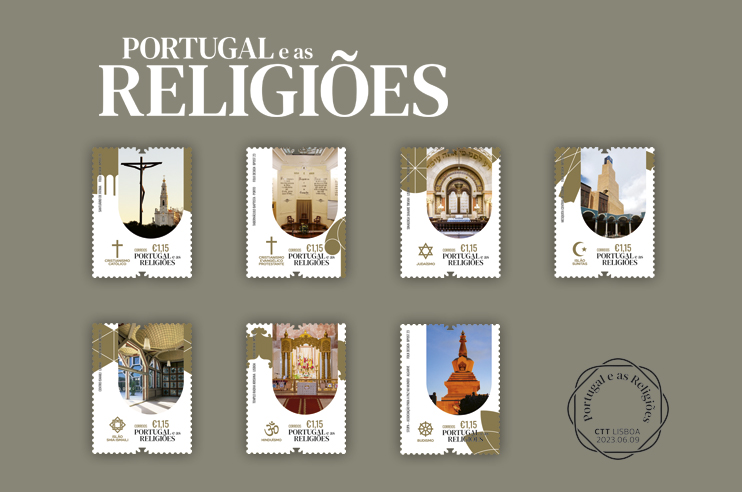 Imagem de selos da emissão Portugal e as Religiões