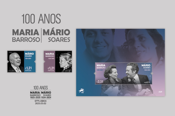 Mário Soares e Maria Barroso fotografia em selos