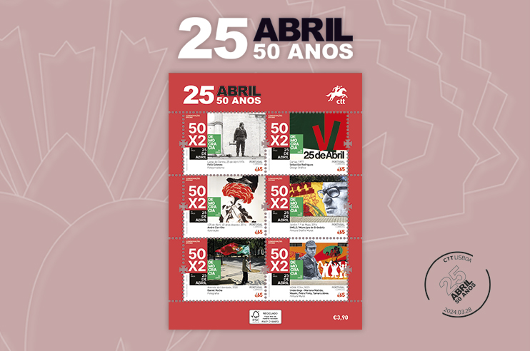 Imagens de selos 50 anos do 25 abril