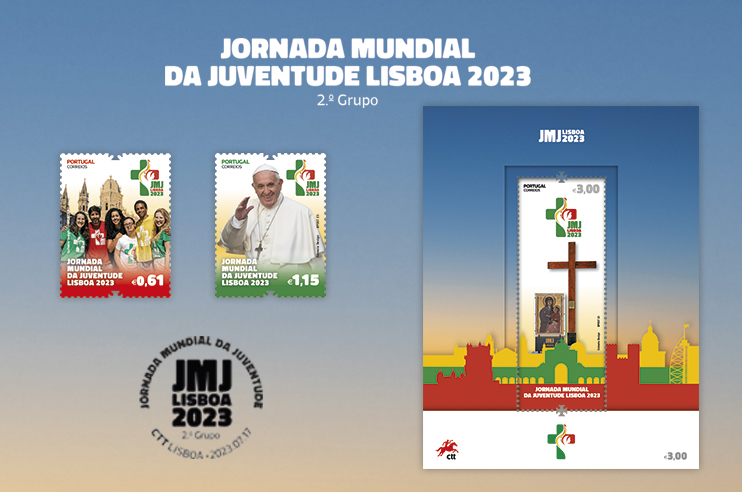 Selos da emissão Jornada Mundial da Juventude de 2023.
