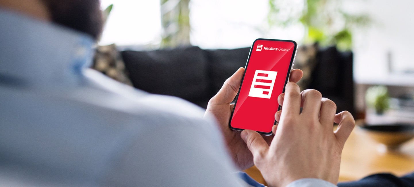 Ecrã de telefone com recibos online.