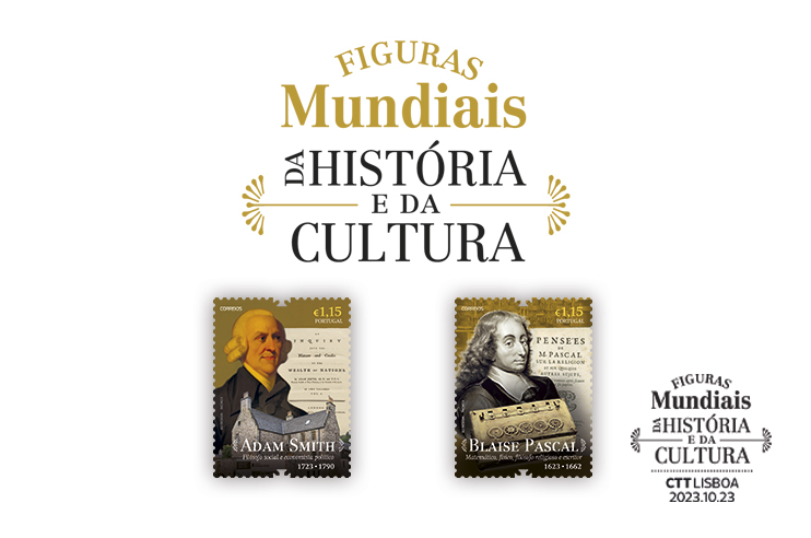 Imagem de selos das Figuras Mundiais da História e da Cultura