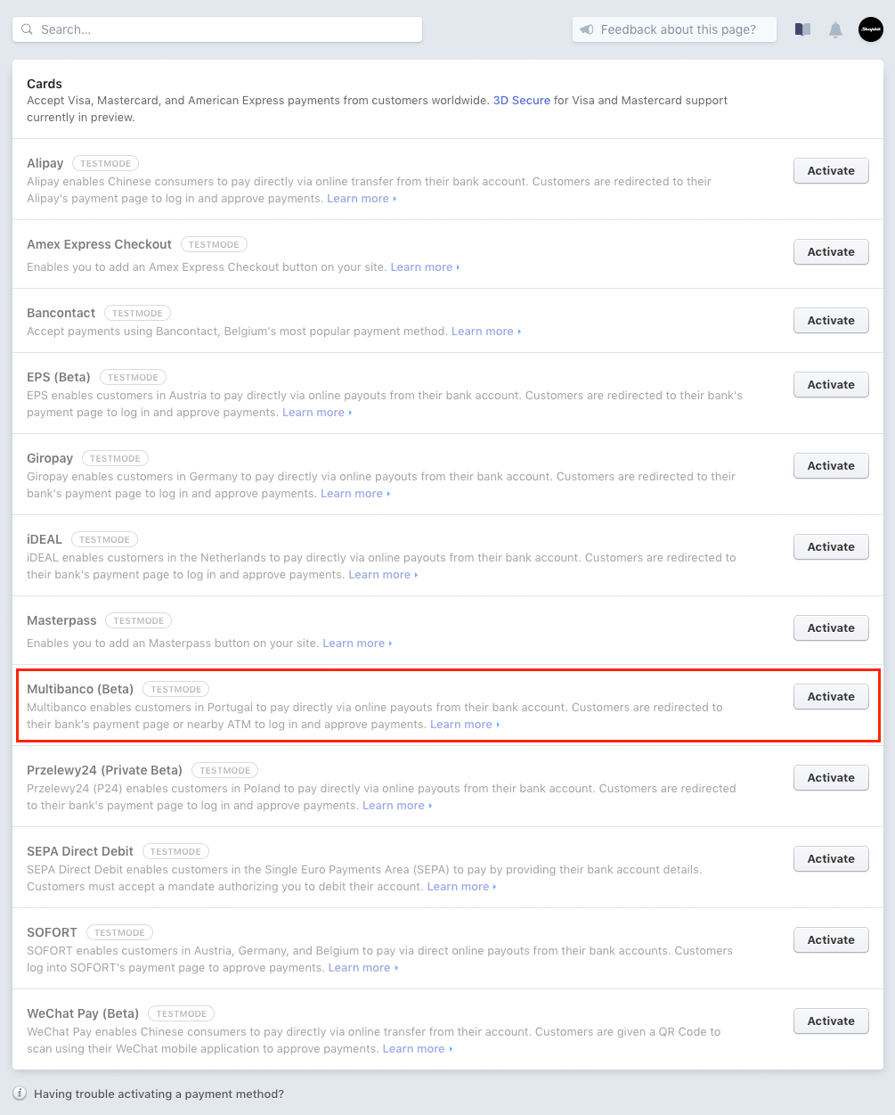 Ativa&ccedil;&atilde;o MB Stripe